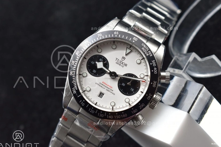Dial Edition Black Chrono Bracelet White SS Best on SS 1:1 Bay TWS A7750 1104